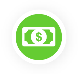 A white dollar bill icon sits on a green circle. It's used to represent a single-pay payday loan.