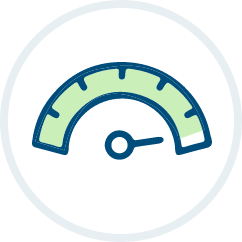 green speedometer at a high level
