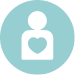 Small humanoid with a heart shape cut out in chest icon