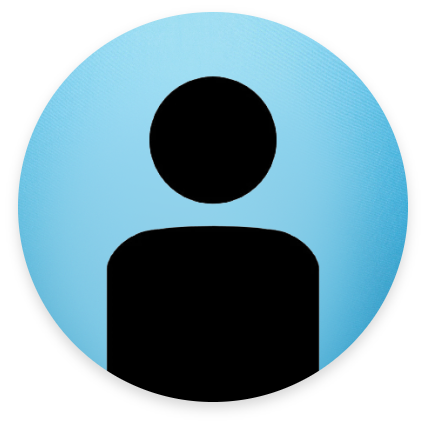 black icon silhouette of person on blue background
