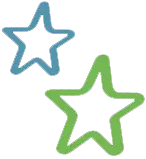 Blue and Green starts drawn together graphic